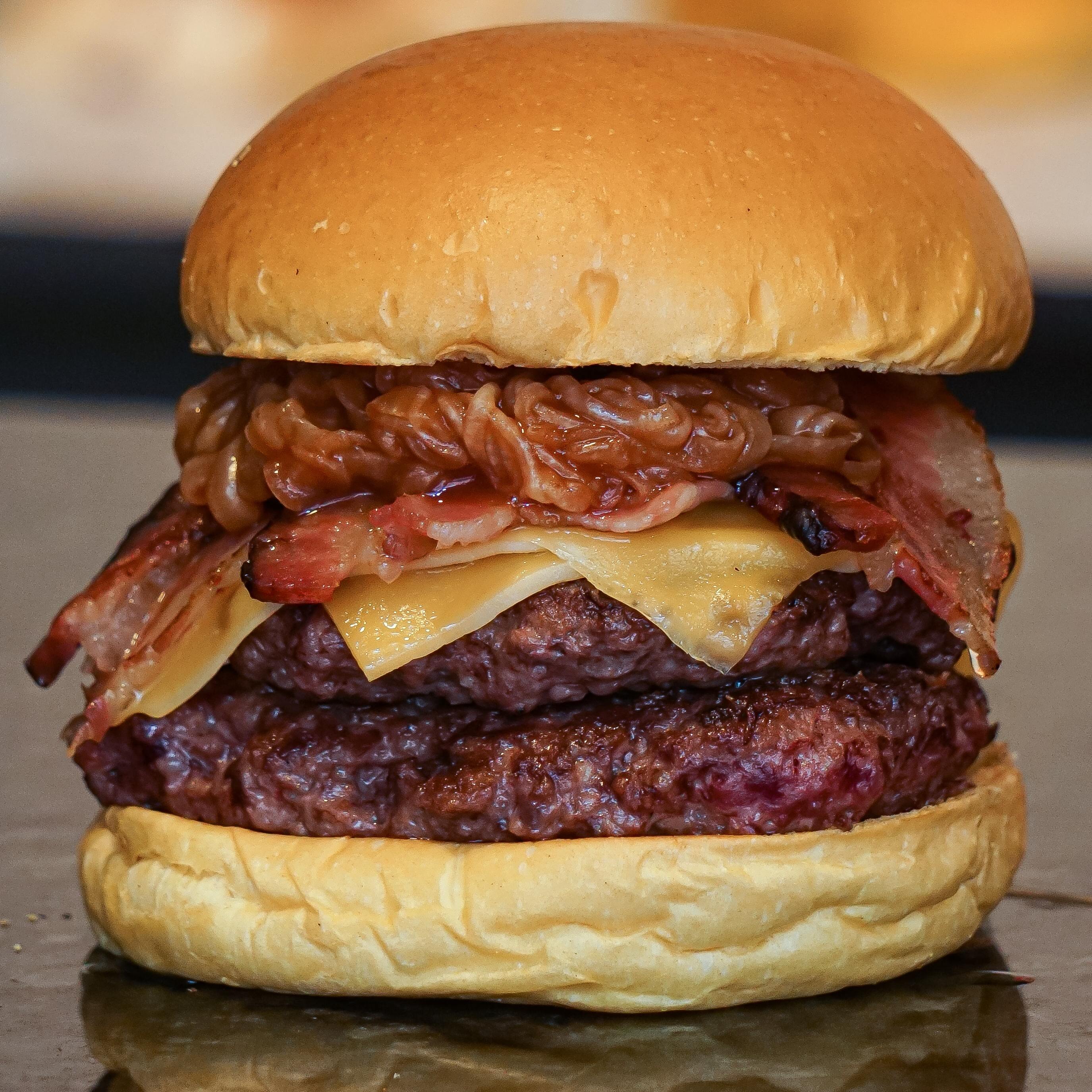 Burger with caramelized onion